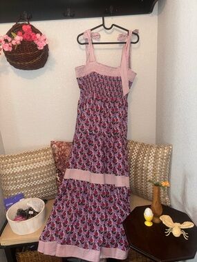 Women’s Maxi Dress in Pink Posy block print
